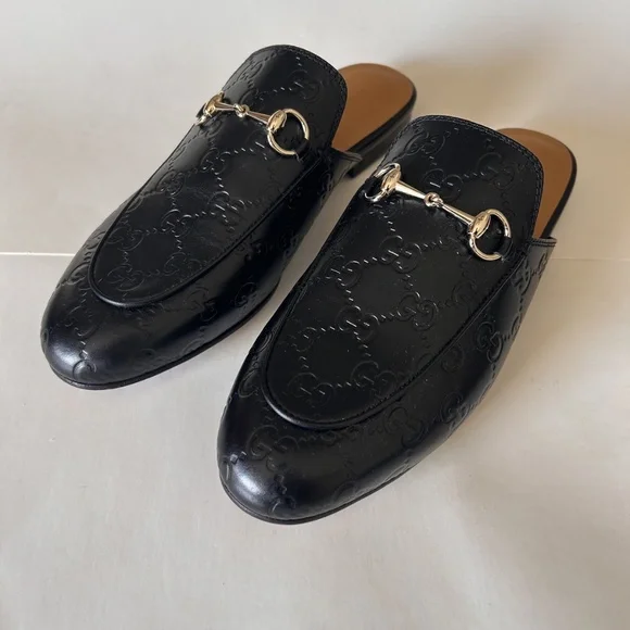 GUCCI GG Monogram Princetown Horsebit Leather Slip-On Loafer Black Size 8.5 NIB - Picture 2 of 9